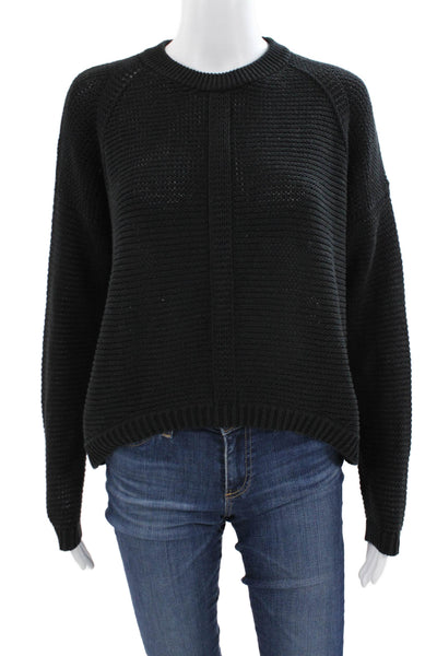 Cotton By Autumn Cashmere Women Black Pullover Sweater Italian Cotton Size S