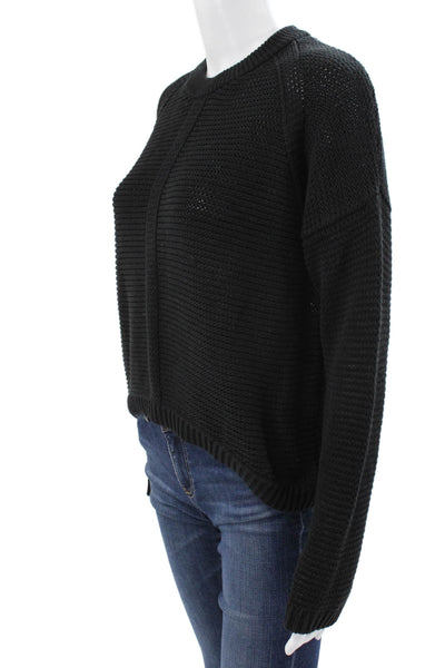 Cotton By Autumn Cashmere Women Black Pullover Sweater Italian Cotton Size S