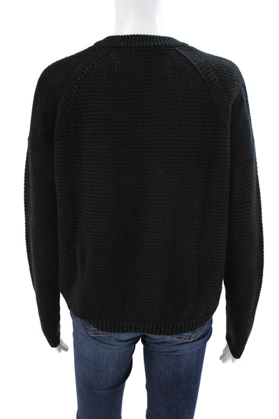 Cotton By Autumn Cashmere Women Black Pullover Sweater Italian Cotton Size S