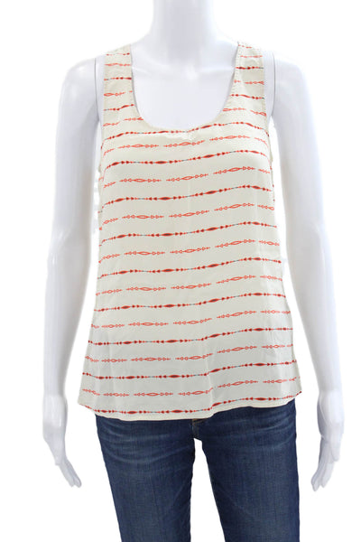 Pendleton Women Racerback Silk Tank Ivory Geometric Scoop Neck Size XS