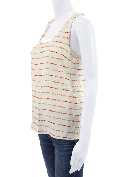 Pendleton Women Racerback Silk Tank Ivory Geometric Scoop Neck Size XS
