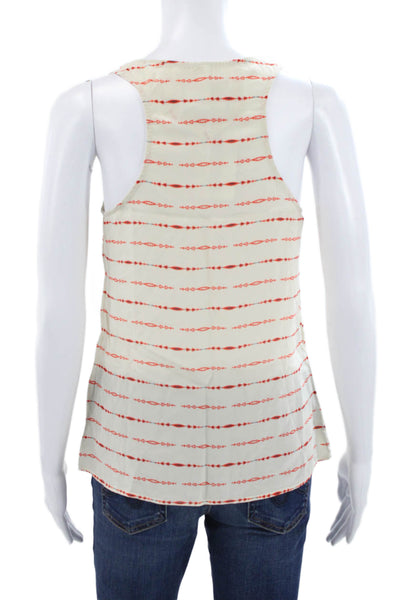Pendleton Women Racerback Silk Tank Ivory Geometric Scoop Neck Size XS