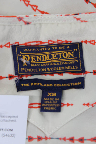 Pendleton Women Racerback Silk Tank Ivory Geometric Scoop Neck Size XS