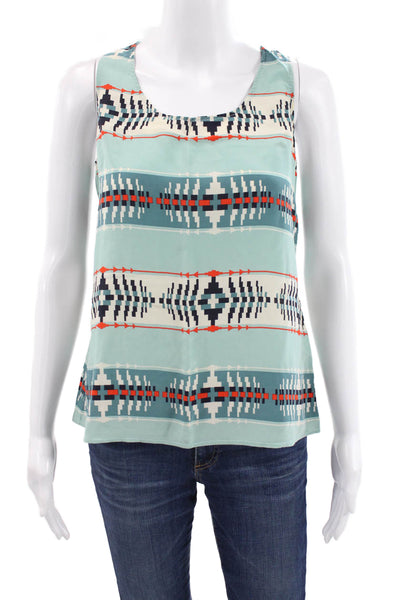 Pendleton Women Racerback Tank Silk Geometric Scoop Neck Multicolor Size S