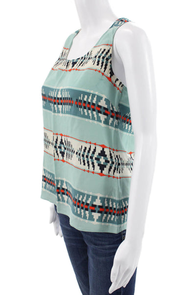 Pendleton Women Racerback Tank Silk Geometric Scoop Neck Multicolor Size S
