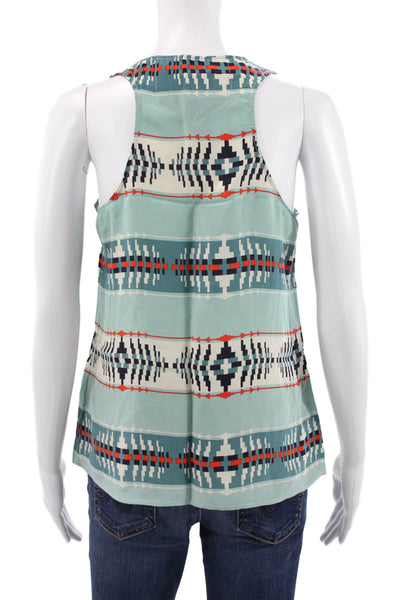 Pendleton Women Racerback Tank Silk Geometric Scoop Neck Multicolor Size S