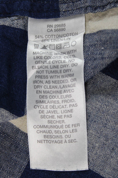 Pendleton Women Blue Plaid Cotton Collared Button-Up Long Sleeve Top Size XS