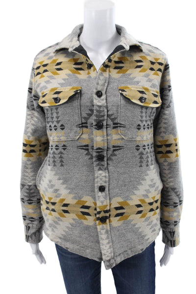 Pendleton Unisex Quilted Wool Aztec Gray Button Jacket Size S