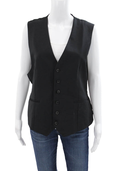 Reiss Women Sleeveless Black Vest Button Size 42