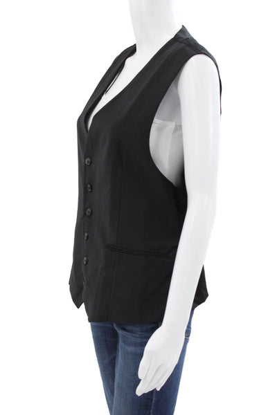 Reiss Women Sleeveless Black Vest Button Size 42