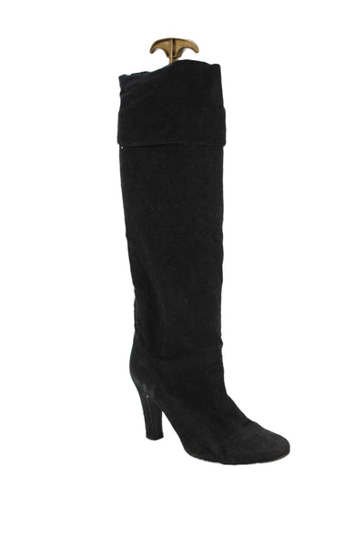 Stella McCartney Womens Block Heel Slip-On Knee-High Boots Black Size EUR 39