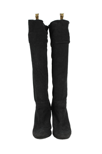 Stella McCartney Womens Block Heel Slip-On Knee-High Boots Black Size EUR 39