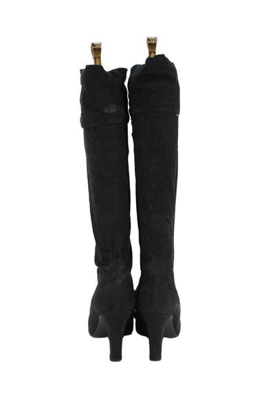 Stella McCartney Womens Block Heel Slip-On Knee-High Boots Black Size EUR 39