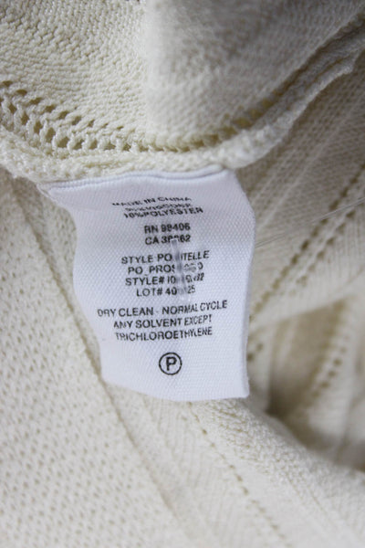 Theory Womens Ivory V-Neck Striped Pullover Sweater Long Sleeve Viscose Size L