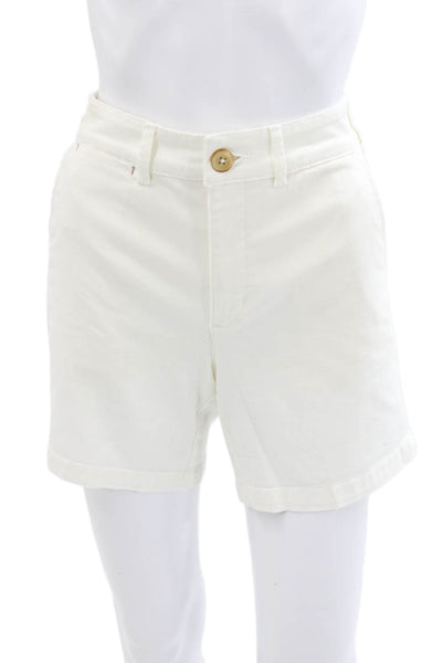 Anthropologie Women Chino Shorts White Button Cotton Size 27