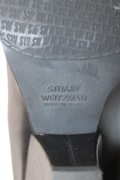 Stuart Weitzman Womens Leather Ruched Mid-Calf Boots Black Size 8M