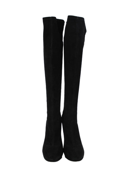 Brian Atwood Womens Suede Zip Up Knee High Boots Black Size 8