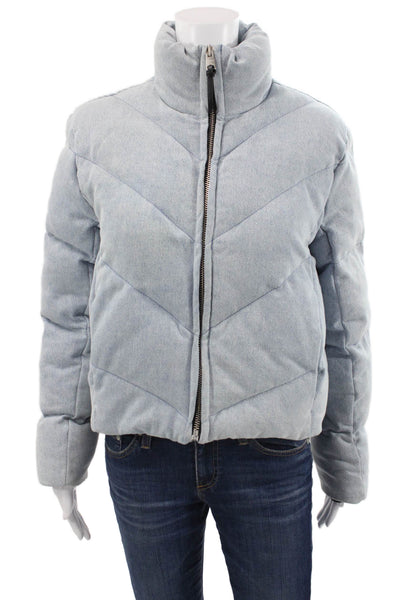 Allsaints Womens Puffer Jacket Blue Cotton Zip Long Sleeve Size 0