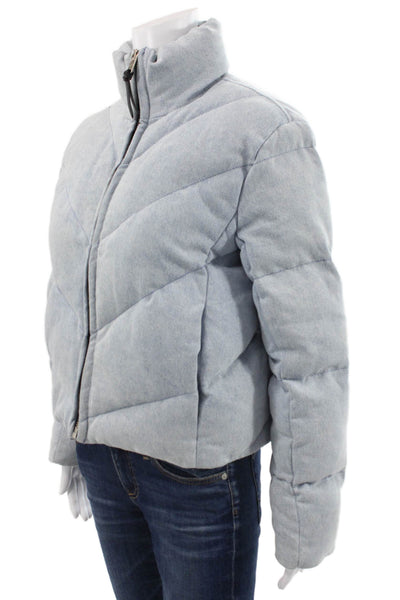 Allsaints Womens Puffer Jacket Blue Cotton Zip Long Sleeve Size 0