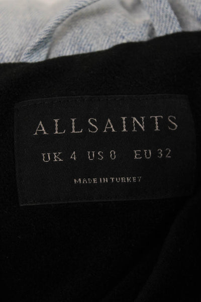 Allsaints Womens Puffer Jacket Blue Cotton Zip Long Sleeve Size 0