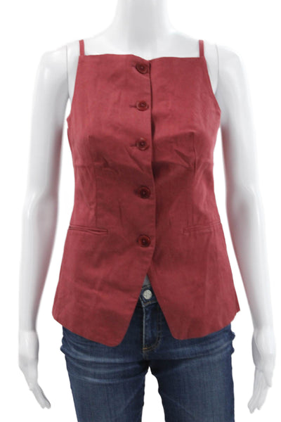 Madewell Women Basic Sleeveless Square Neck Lyocell Tank Red Size 00
