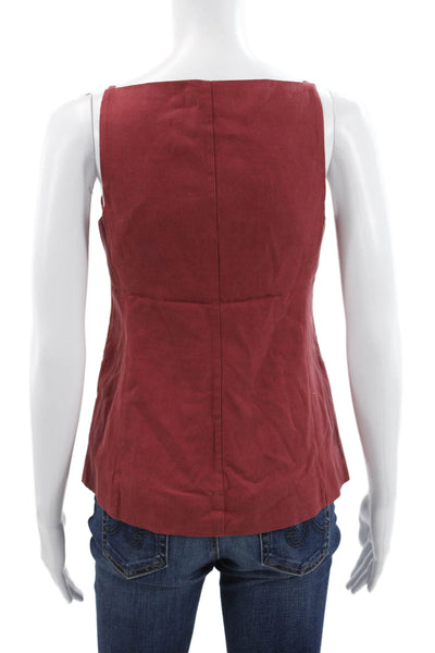 Madewell Women Basic Sleeveless Square Neck Lyocell Tank Red Size 00
