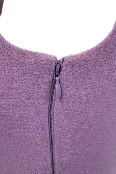 Mach & Mach Womens Mini Wool Purple Square Neck Sleeveless Zip Dress Size 4