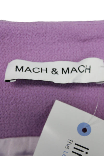 Mach & Mach Womens Mini Wool Purple Square Neck Sleeveless Zip Dress Size 4