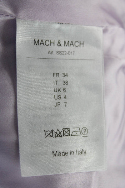 Mach & Mach Womens Mini Wool Purple Square Neck Sleeveless Zip Dress Size 4