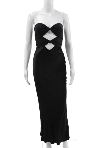 Bec & Bridge Womens Maxi Dress Black Sweetheart Viscose Zip Sleeveless Size 2