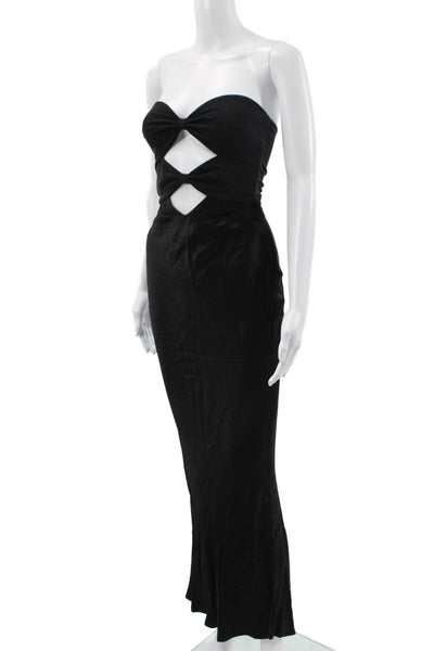 Bec & Bridge Womens Maxi Dress Black Sweetheart Viscose Zip Sleeveless Size 2