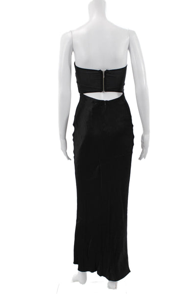 Bec & Bridge Womens Maxi Dress Black Sweetheart Viscose Zip Sleeveless Size 2