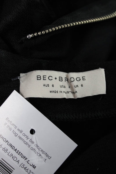 Bec & Bridge Womens Maxi Dress Black Sweetheart Viscose Zip Sleeveless Size 2