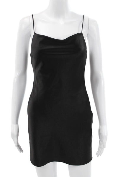 Alice + Olivia Women Slip Dress Black Cowl Neck Short Zip Size 0