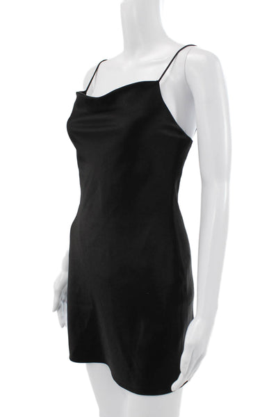 Alice + Olivia Women Slip Dress Black Cowl Neck Short Zip Size 0