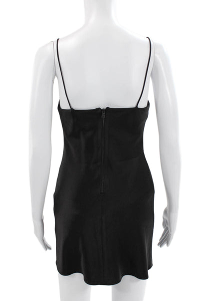 Alice + Olivia Women Slip Dress Black Cowl Neck Short Zip Size 0