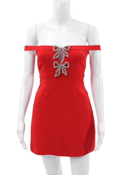 Self-Portrait Women Mini Off Shoulder Red Sleeveless Dress Size 0