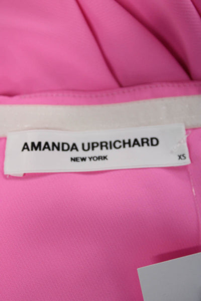 Amanda Uprichard Women Halter Mini Dress Pink Sleeveless Zip Polyester Size XS
