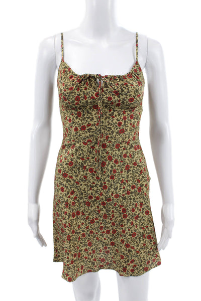 Realisation Womens Silk Floral Mini Dress Yellow Sweetheart Size XS