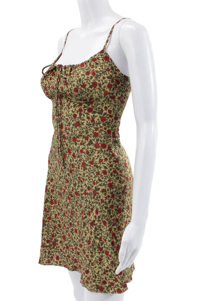 Realisation Womens Silk Floral Mini Dress Yellow Sweetheart Size XS