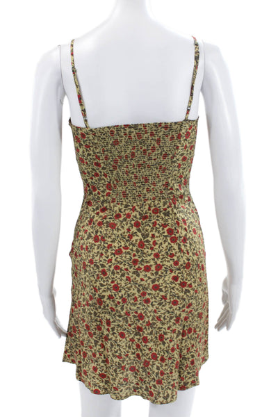 Realisation Womens Silk Floral Mini Dress Yellow Sweetheart Size XS