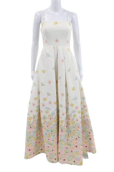 Sachin & Babi Womens White Maxi Dress Square Neck Sleeveless Polyester Size S