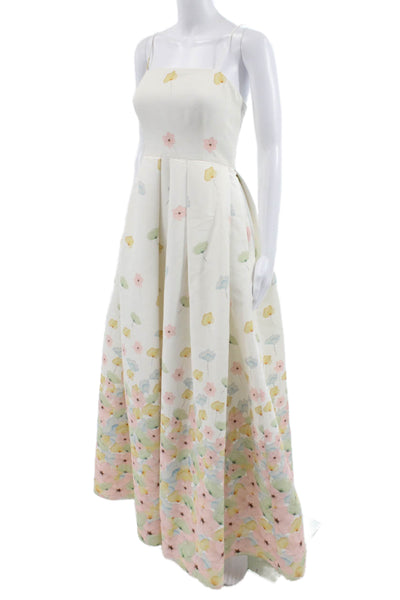 Sachin & Babi Womens White Maxi Dress Square Neck Sleeveless Polyester Size S