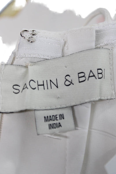 Sachin & Babi Womens White Maxi Dress Square Neck Sleeveless Polyester Size S