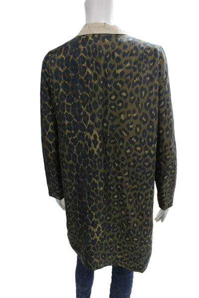 La Prestic Ouiston Womens Silk Animal Print Overcoat Beige Size 0