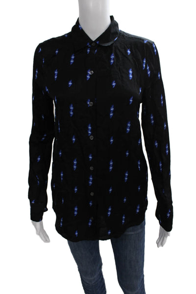 Equipment Femme Womens Black Long Sleeve Button-Up Blouse Size XS