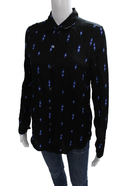 Equipment Femme Womens Black Long Sleeve Button-Up Blouse Size XS