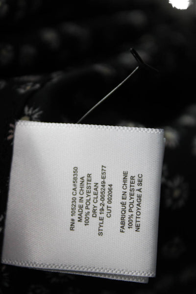Equipment Femme Women Black Floral Collared Long Sleeve Blouse Size XS