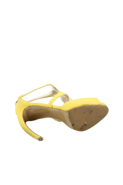 Walter Steiger Womens Back Zip Stiletto Ankle Strap Sandals Yellow Size 36