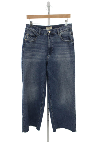 DL1961 Womens High Rise Cropped Jeans Blue Button Cotton Inseam 27 Size 29